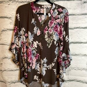 Honeyme Gabby Top with Ruffle Sleeves Size M NWOT